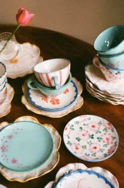 Ceramic Oval Espresso Cup With Hand Painted Stripes - 2.4 Oz(Ceramic Oval Espresso Cup With Hand Painted Stripes 2 4 Oz) -Rice By Rice RICE CE24 ANALOG 3