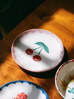 Ceramic Cake Plate With Hand Painted Cherries(Ceramic Cake Plate With Hand Painted) -Rice By Rice RICE CE24 ANALOG 7