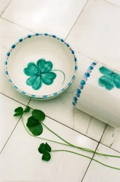 Ceramic Bowl With Hand Painted Good Luck Clover - 11.8 Oz(Ceramic Bowl With Hand Painted Good Luck Clover 11 8 Oz) -Rice By Rice RICE CE24 ANALOG 74