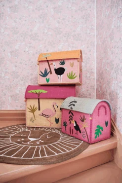 Raffia Storage Baskets With Jungle Pink Theme - Set Of Three(Raffia Storage Baskets With Jungle Pink Theme Set Of Three) -Rice By Rice RICEAW20029 682 92d84942 df92 43a2 9fb5 192af6ccf98a