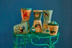 Melamine Kids Cups In Blue Farm Prints - Medium - 6 Pcs. In Gift Box(Melamine Kids Cups In Blue Farm Prints Medium 6 Pcs In Gift Box) -Rice By Rice RICEAW22133 1024