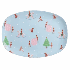 Melamine Rectangular Plate With Xmas Elf Print(Melamine Rectangular Plate With Xmas Elf Print)