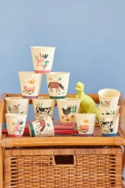 Melamine Kids Cups In Pink Farm Prints - Medium - 6 Pcs. In Gift Box(Melamine Kids Cups In Pink Farm Prints Medium 6 Pcs In Gift Box) -Rice By Rice image 5187d633 c045 4979 b5a3 dcca4c32f7dd