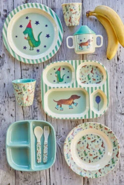 Melamine 3-room Kids Plate - Green(Melamine Kids Plate) -Rice By Rice image 96a236f0 d4d7 4723 9368 0ed6c91d49a6